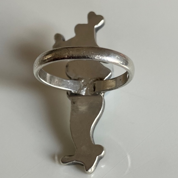 Vintage Native American Zuni Sterling Silver Cartoon Ring Goofy Disney Dog - Picture 2 of 4